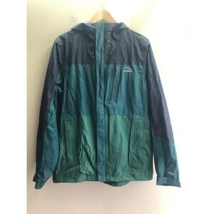 LLBeans Men Green Black Windbreaker Jacket Size Medium Long Sleeve Full Zip